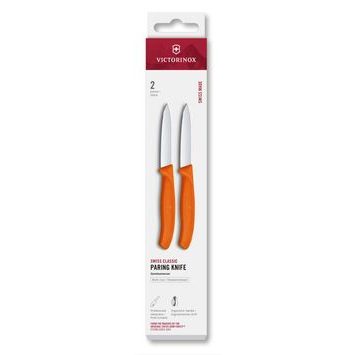 VICTORINOX Swiss Classic, paring knife, 2pcs, 8cm, straight, pointed tip, orange, box