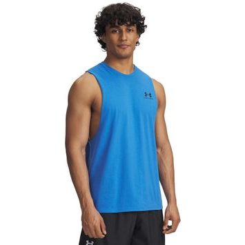 UNDER ARMOUR UA LEFT CHEST CUT OFF TANK-BLU