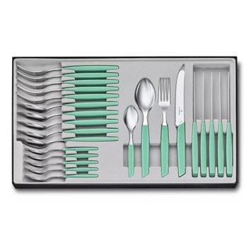 VICTORINOX Swiss Modern, table set (tomato knife), 24pcs, 11cm, wavy, mint