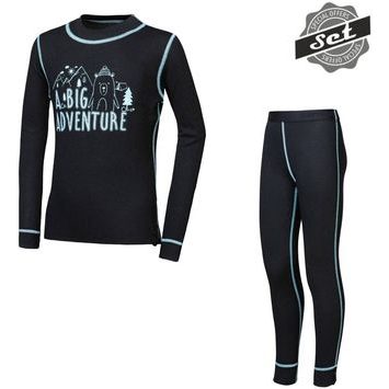 SENSOR DOUBLE FACE SET ADVENTURE dětský triko dl.rukáv + spodky černá