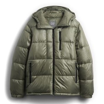 GAP 838369-02 Prošívaná oversize bunda s logem Heavyweight Zelená