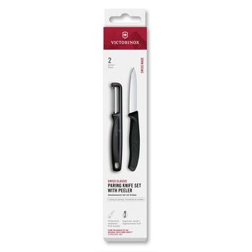 VICTORINOX Swiss Classic, paring knife set with I-peeler, 2pcs, black, box