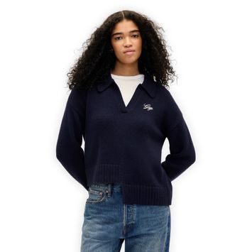 GAP 843750-02 Asymetrický svetr s příměsí vlny Tmavě modrá