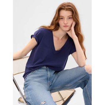 GAP 740140-06 Tričko z organické bavlny Tmavě modrá