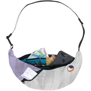 TICKET TO THE MOON Upcycled Sling Bag Light Grey / Light Purple