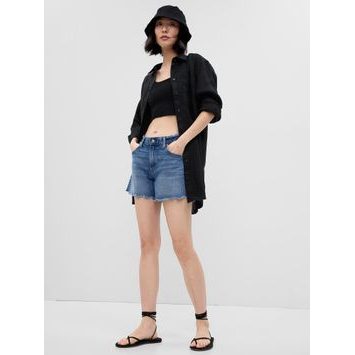 GAP 549358-01 Lněná dlouhá košile Černá