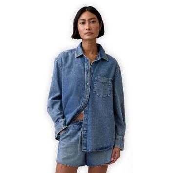 GAP 883758-00 Džínová oversize košile UltraSoft Tmavě modrá