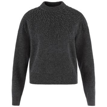 FJÄLLRÄVEN Övik Solid Jacquard Knit W Dark Grey