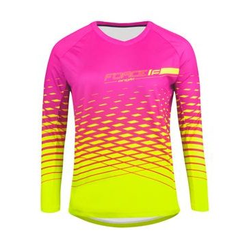 FORCE MTB ANGLE LADY dl. rukáv růžovo-fluo