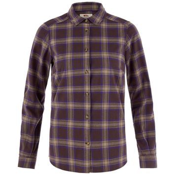 FJÄLLRÄVEN Övik Classic Flannel Shirt W Black Oak-Dark Violet