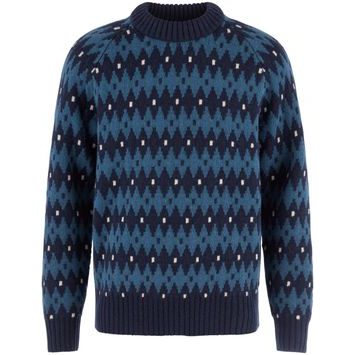 FJÄLLRÄVEN Övik Jacquard Knit M Dark Navy-Indigo Blue