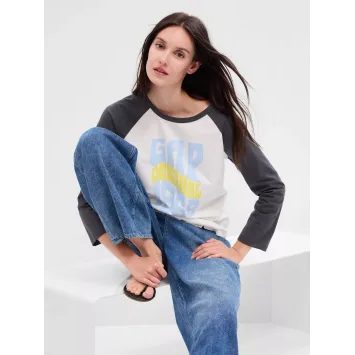 GAP 661029-03 Tričko s retro logem Šedá