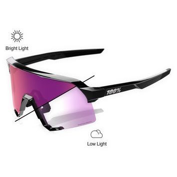 100% S3 Gloss Black - Purple Flash Mirror Photochromic Lens