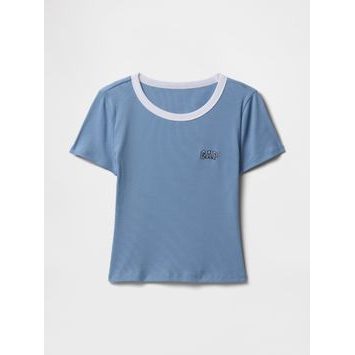 GAP Žebrované crop tričko Modrá