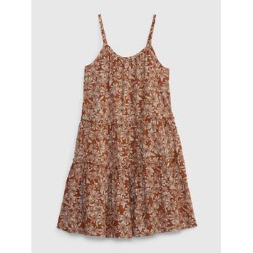 GAP 861578-01 Dětské květované šaty na ramínka Hnědá