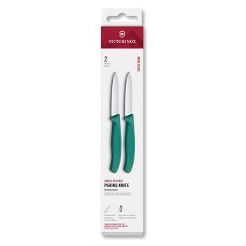VICTORINOX Swiss Classic, paring knife, 2pcs, 8cm,straight,pointed,green,box