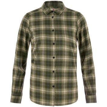 FJÄLLRÄVEN Övik Classic Flannel Shirt W Deep Forest-Fossil