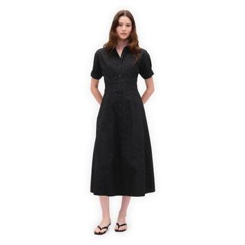 GAP 797875-02 Košilové popelínové midi šaty Černá