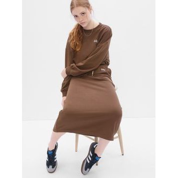 GAP 476360-00 Maxi sukně s mini logem GAP Hnědá