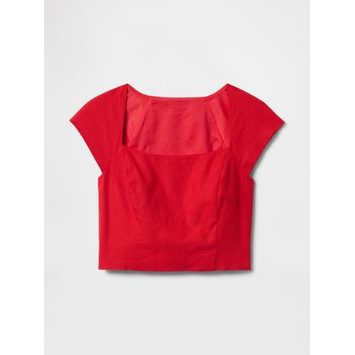 GAP Lněný crop top Červená
