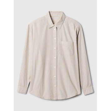 GAP Pruhovaná oversize košile Poplin Big Shirt Béžová