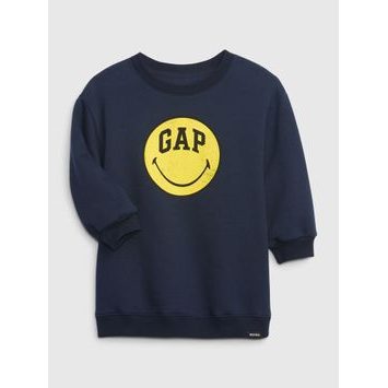 GAP 484859-00 Dětské mikinové šaty GAP & Smiley® Tmavě modrá