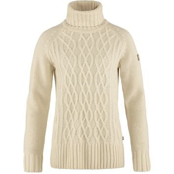 FJÄLLRÄVEN Övik Cable Knit Roller Neck W Chalk White