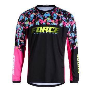 FORCE RECKLESS dl. rukáv, černo-růžovo-fluo