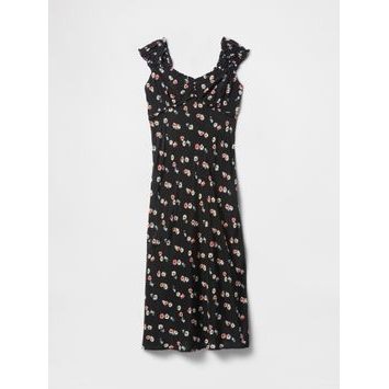GAP Květované maxi šaty Americana Černá