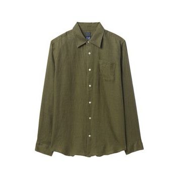 GAP Lněná košile Classic Shirt Zelená