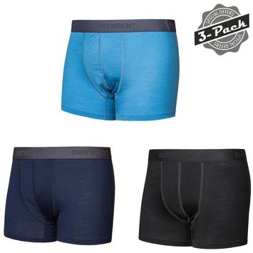 SENSOR MERINO ACTIVE 3-PACK pánské trenky černá/modrá/deep blue