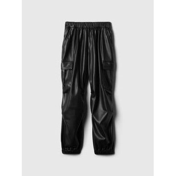 GAP Dětské koženkové cargo kalhoty Černá