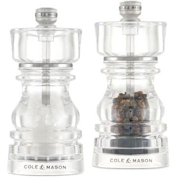 COLE&MASON London Acrylic Precision+ Salt and Pepper Grinders Set 13 cm