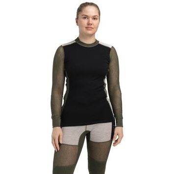 ACLIMA WoolNet Hybrid Crewneck W's Jet Black/Tarmac/Beige Melange