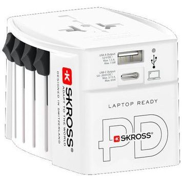 SKROSS PA48PD65 cestovní adaptér MUV USB AC65PD, univerzální, neuzemněný, USB A+C 65W