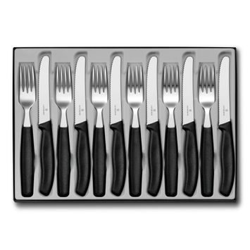 VICTORINOX Swiss Classic, table set (tomato knife),12pcs,wavy,black