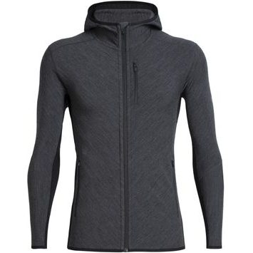 ICEBREAKER M Descender LS Zip Hood, JET HTHR/BLACK