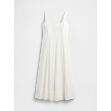 GAP Lněné maxi šaty, Bílá