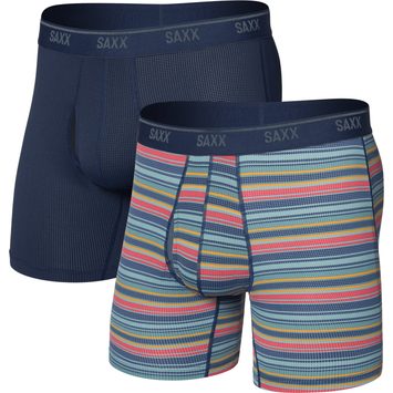 SAXX QUEST QUICK-DRY MESH BOXER BRIEF FLY 2PK harvest stripe/maritime