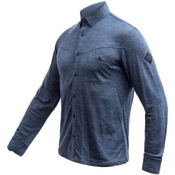 SENSOR MERINO LITE unisex košile dl.rukáv mottled blue