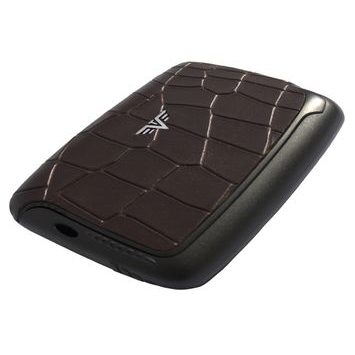 TRU VIRTU Card Case PEARL - leather Croco Brown