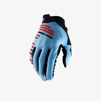 100% R-CORE Gloves Light Blue/Fluo Red