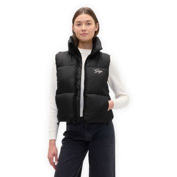 GAP 818719-01 Prošívaná nepromokavá vesta Logo PrimaLoft® Černá