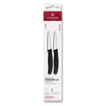 VICTORINOX Swiss Classic, paring knife set, 2pcs,8cm,straight/wavy,black,box