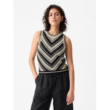 GAP 411474-00 Háčkovaný top Černá