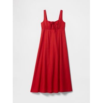 GAP Lněné maxi šaty Červená