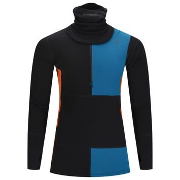 ACLIMA WarmWool Hood Sweater Net, M Jet Black/Corsair/Gold Flame