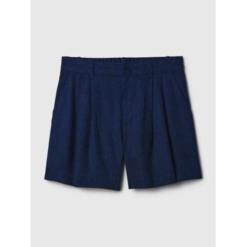 GAP Lněné kraťasy high rise Tmavě modrá