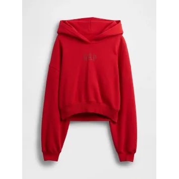 GAP Mikina s kapucí Logo Cropped Americana Červená