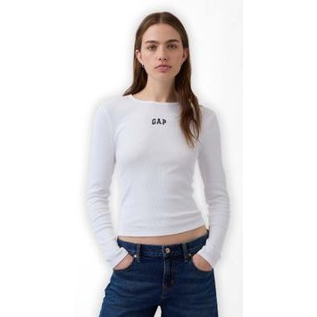 GAP 889423-02 Žebrované tričko s logem Bílá